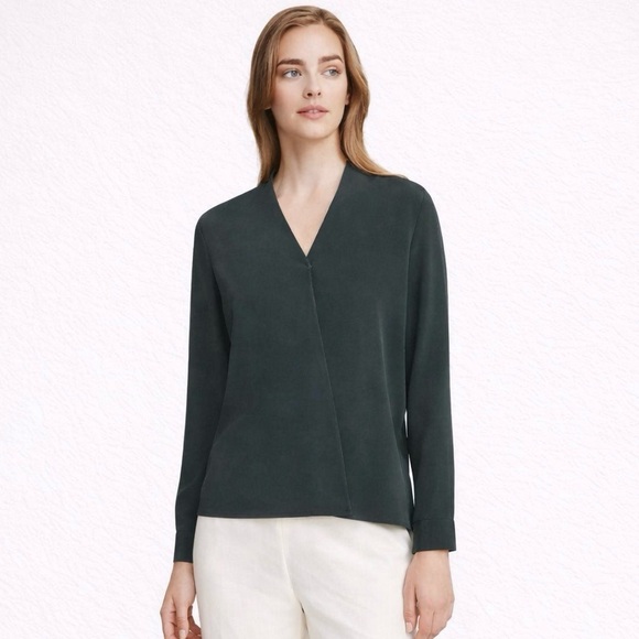 Cuyana Tops - Cuyana Black Silk Draped Blouse – Small